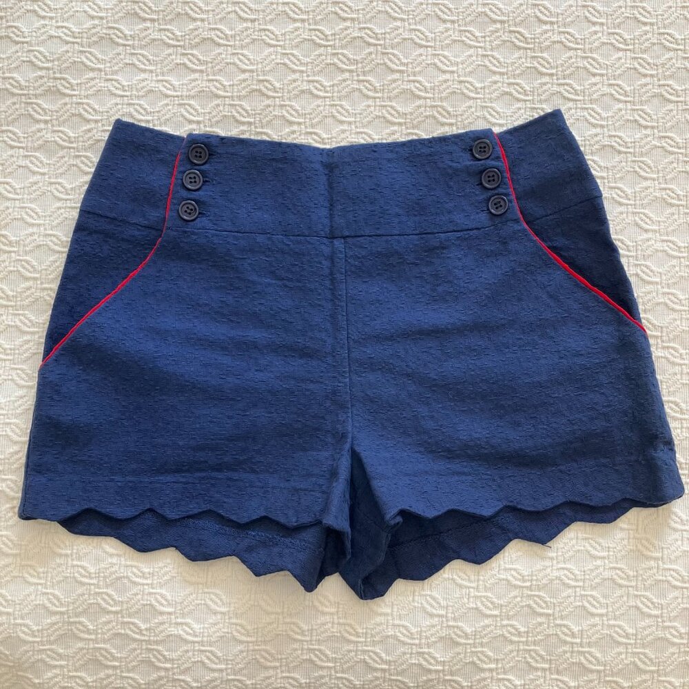 Lucca Couture by Urban Outfitters Cotton Textured Scalloped Hem Shorts Women's 2